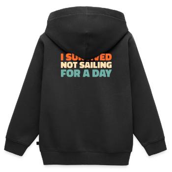 Voile, Voile, Voilier - Sweat Premium à capuche zippé enfant bio - noir - Dos - AI Model Kid Male (0cm)