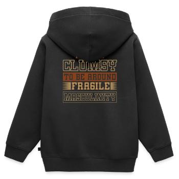 Masculinité maladroite à fragile - Sweat Premium à capuche zippé enfant bio - noir - Dos - AI Model Kid Male (0cm)