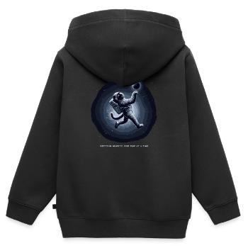 Chat, Astronaute, Astronomie, Système Solaire Externe - Sweat Premium à capuche zippé enfant bio - noir - Dos - AI Model Kid Male (0cm)