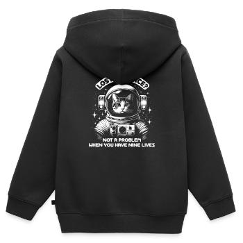 Chat, Astronaute, Astronomie, Système Solaire Externe - Sweat Premium à capuche zippé enfant bio - noir - Dos - AI Model Kid Male (0cm)