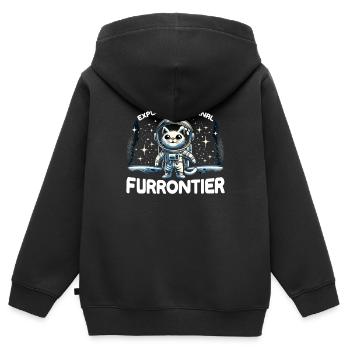 Chat, Astronaute, Astronomie, Système Solaire Externe - Sweat Premium à capuche zippé enfant bio - noir - Dos - AI Model Kid Male (0cm)