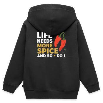 Amateur de cuisine épicée, chef des Chili Peppers - Sweat Premium à capuche zippé enfant bio - noir - Dos - AI Model Kid Male (0cm)