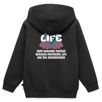 Vie Le moment embarrassant entre la vie - Sweat Premium à capuche zippé enfant bio - noir - Dos - AI Model Kid Male (0cm)