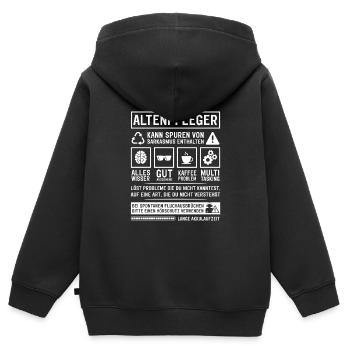 May contain traces of sarcasm - Kids Premium Organic Zip-up Hoodie - black - Back - AI Model Kid Male (0cm)