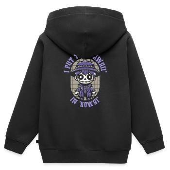 Anime Manga Unheimlich Nett - Kinder Premium Organic Zip Hoodie - Schwarz - Hinten - AI Model Kid Male (0cm)