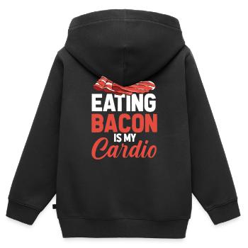 Bacon Speck Funny Cardio Quote - Kids Premium Organic Zip-up Hoodie - black - Back - AI Model Kid Male (0cm)