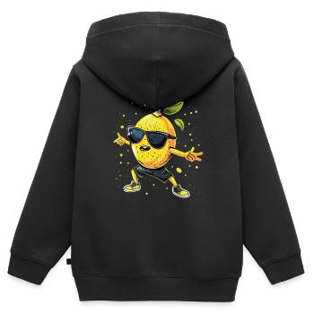 Zitrone - Kinder Premium Organic Zip Hoodie - Schwarz - Hinten - AI Model Kid Male (0cm)