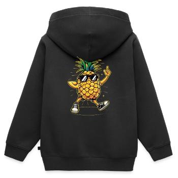 Ananas - Sweat Premium à capuche zippé enfant bio - noir - Dos - AI Model Kid Male (0cm)