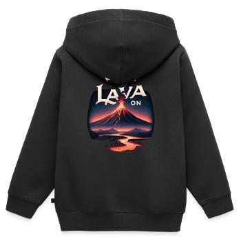 Drôle de volcan lave géologie roche chasse géologue - Sweat Premium à capuche zippé enfant bio - noir - Dos - AI Model Kid Male (0cm)