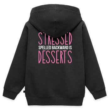 Stressed Spelled Backwards Is Desserts Pastry - Kids Premium Organic Zip-up Hoodie - black - Back - AI Model Kid Male (0cm)