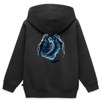 Chasseur de fossiles, Chasseur de fossiles, Paléontologue - Sweat Premium à capuche zippé enfant bio - noir - Dos - AI Model Kid Male (0cm)