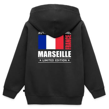 Marseille - Kinder Premium Organic Zip Hoodie - Schwarz - Hinten - AI Model Kid Male (0cm)