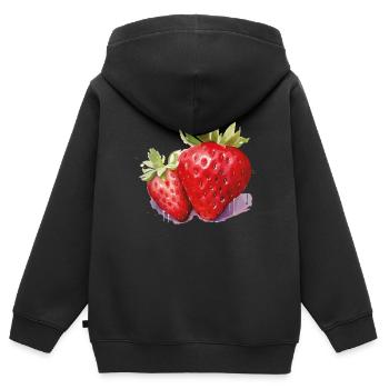 erdbeere - Kinder Premium Organic Zip Hoodie - Schwarz - Hinten - AI Model Kid Male (0cm)