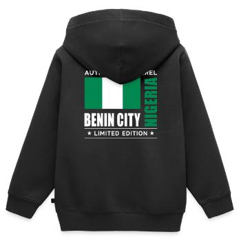 Benin City - Sweat Premium à capuche zippé enfant bio - noir - Dos - AI Model Kid Male (0cm)