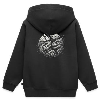 Chasseur de fossiles, Chasseur de fossiles, Paléontologue - Sweat Premium à capuche zippé enfant bio - noir - Dos - AI Model Kid Male (0cm)