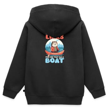 Bootsfahrer sind Lügner, die sich für ein Boot entscheiden - Kinder Premium Organic Zip Hoodie - Schwarz - Hinten - AI Model Kid Male (0cm)