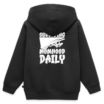 Mama Mutter Klettern Kletternde Mutterschaft - Kinder Premium Organic Zip Hoodie - Schwarz - Hinten - AI Model Kid Male (0cm)