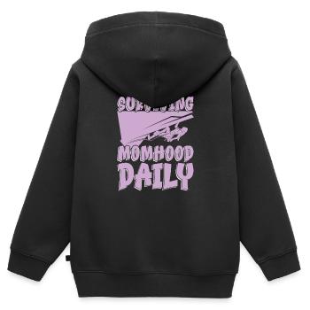 Mama Mutter Klettern Kletternde Mutterschaft - Kinder Premium Organic Zip Hoodie - Schwarz - Hinten - AI Model Kid Male (0cm)
