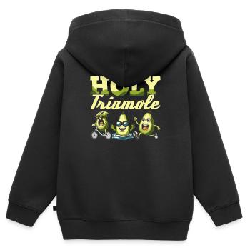 Triathlon Triathlète Avocat Holy Triamole - Sweat Premium à capuche zippé enfant bio - noir - Dos - AI Model Kid Male (0cm)