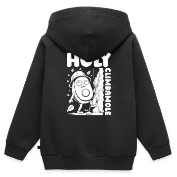 Bouldern Bouldering Avocat Holy Climbamole - Sweat Premium à capuche zippé enfant bio - noir - Dos - AI Model Kid Male (0cm)