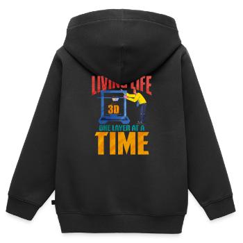 3d printing - Kinder Premium Organic Zip Hoodie - Schwarz - Hinten - AI Model Kid Male (0cm)