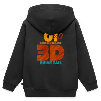 Impression 3D - Sweat Premium à capuche zippé enfant bio - noir - Dos - AI Model Kid Male (0cm)