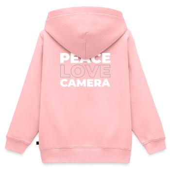 Fotograf Fotografie Kamera Peace Love Camera - Kinder Premium Organic Zip Hoodie - Rosa - Hinten - AI Model Kid Female (0cm)