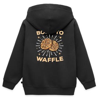 Born To Waffle Waffles Waffle Breakfast Pastry - Kids Premium Organic Zip-up Hoodie - black - Back - AI Model Kid Male (0cm)