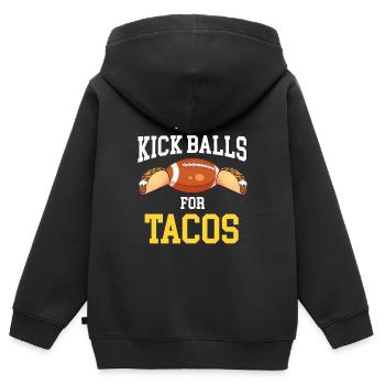 Coups de pied dans les ballons pour les tacos Football Kicker Quarterback - Sweat Premium à capuche zippé enfant bio - noir - Dos - AI Model Kid Male (0cm)