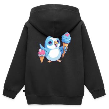 Blue Ice - Kinder Premium Organic Zip Hoodie - Schwarz - Hinten - AI Model Kid Male (0cm)
