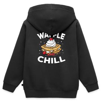 Waffle And Chill Waffles Pastry Funny Waffle - Kids Premium Organic Zip-up Hoodie - black - Back - AI Model Kid Male (0cm)