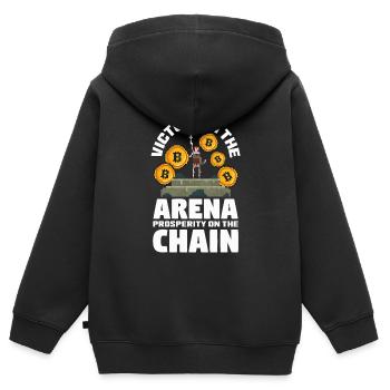 Crypto-monnaie Récompenses Gaming Blockchain Gamer - Sweat Premium à capuche zippé enfant bio - noir - Dos - AI Model Kid Male (0cm)