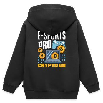 Crypto-monnaie Récompenses Gaming Blockchain Gamer - Sweat Premium à capuche zippé enfant bio - noir - Dos - AI Model Kid Male (0cm)