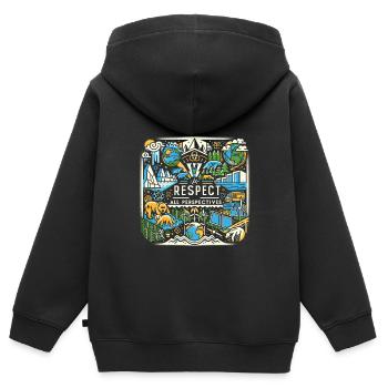 Respectez tous les points de vue 2 - Sweat Premium à capuche zippé enfant bio - noir - Dos - AI Model Kid Male (0cm)
