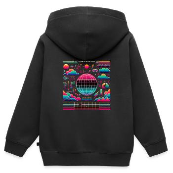 La science en dialogue 2 - Sweat Premium à capuche zippé enfant bio - noir - Dos - AI Model Kid Male (0cm)