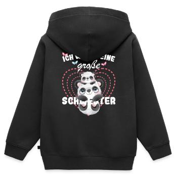 Je vais être une grande sœur en 2025 - Sweat Premium à capuche zippé enfant bio - noir - Dos - AI Model Kid Male (0cm)