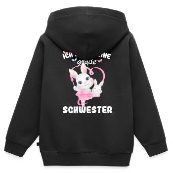 Je vais être une grande sœur en 2025 - Sweat Premium à capuche zippé enfant bio - noir - Dos - AI Model Kid Male (0cm)