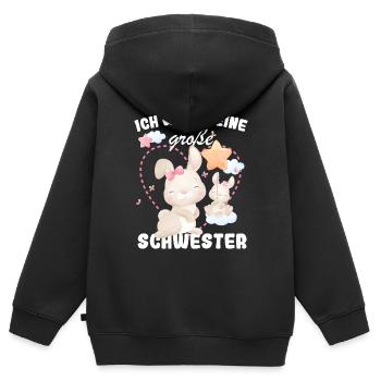 Je vais être une grande sœur en 2025 - Sweat Premium à capuche zippé enfant bio - noir - Dos - AI Model Kid Male (0cm)