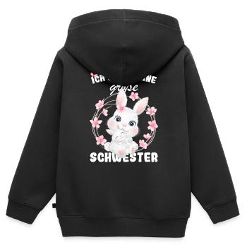 Je vais être une grande sœur en 2025 - Sweat Premium à capuche zippé enfant bio - noir - Dos - AI Model Kid Male (0cm)
