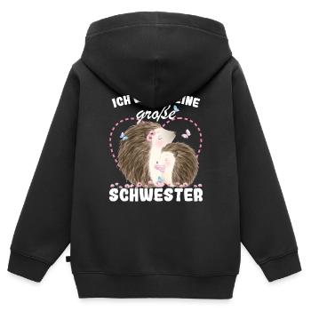Je vais être une grande sœur en 2025 - Sweat Premium à capuche zippé enfant bio - noir - Dos - AI Model Kid Male (0cm)