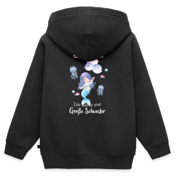 Je vais être une grande sœur en 2025 - Sweat Premium à capuche zippé enfant bio - noir - Dos - AI Model Kid Male (0cm)