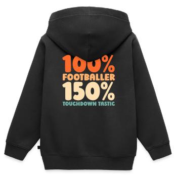 Football américain - Sweat Premium à capuche zippé enfant bio - noir - Dos - AI Model Kid Male (0cm)