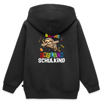Bääm enfin l’inscription à l’école de paresseux - Sweat Premium à capuche zippé enfant bio - noir - Dos - AI Model Kid Male (0cm)