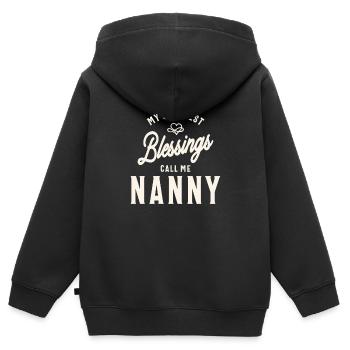 Mein größter Segen Nenn mich Nanny - Muttertag - Kinder Premium Organic Zip Hoodie - Schwarz - Hinten - AI Model Kid Male (0cm)