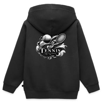 Le tennis est un sport pour les hommes et les femmes - Sweat Premium à capuche zippé enfant bio - noir - Dos - AI Model Kid Male (0cm)