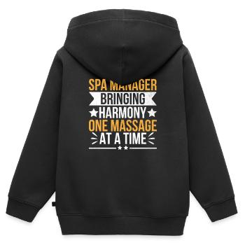 Gestionnaire de SPA Emploi Bien-être Drôle Gestion de SPA Sayi - Sweat Premium à capuche zippé enfant bio - noir - Dos - AI Model Kid Male (0cm)