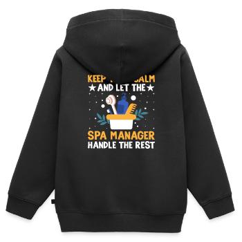 Gestionnaire de SPA Emploi Bien-être Drôle Gestion de SPA Sayi - Sweat Premium à capuche zippé enfant bio - noir - Dos - AI Model Kid Male (0cm)