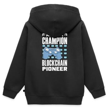 Crypto-monnaie Récompenses Gaming Blockchain Gamer - Sweat Premium à capuche zippé enfant bio - noir - Dos - AI Model Kid Male (0cm)