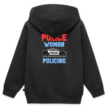 Polizistin, Die Weibliche Polizisten Polizei, - Kinder Premium Organic Zip Hoodie - Schwarz - Hinten - AI Model Kid Male (0cm)