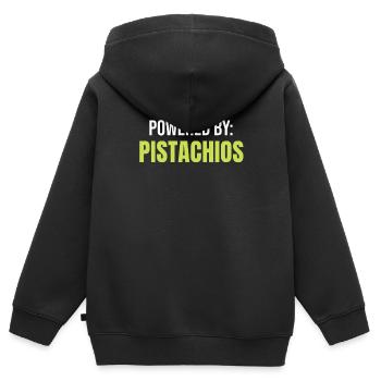 Propulsé par une garniture de crème glacée à la pistache - Sweat Premium à capuche zippé enfant bio - noir - Dos - AI Model Kid Male (0cm)